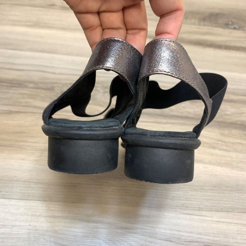 Bernie Mev Payton Sling Metallic Leather‎ Sandals Size 39 US 8 Lowe Wedge - Picture 4 of 10
